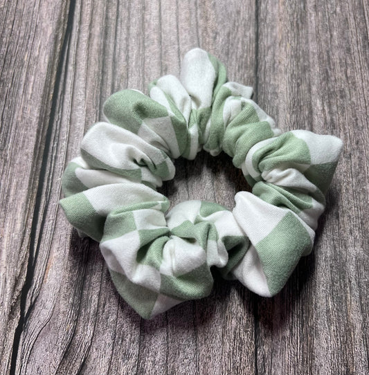 Sage Green Checkerboard Scrunchie