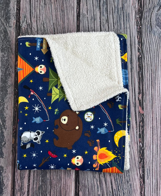 Camping Brown Bear Burping Cloth
