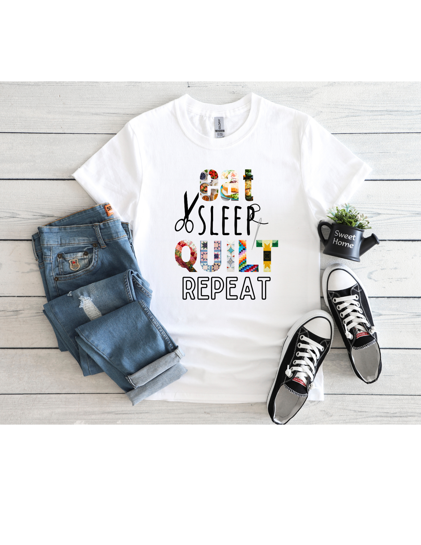 Eat Sleep Quilt Repeat Graphic T