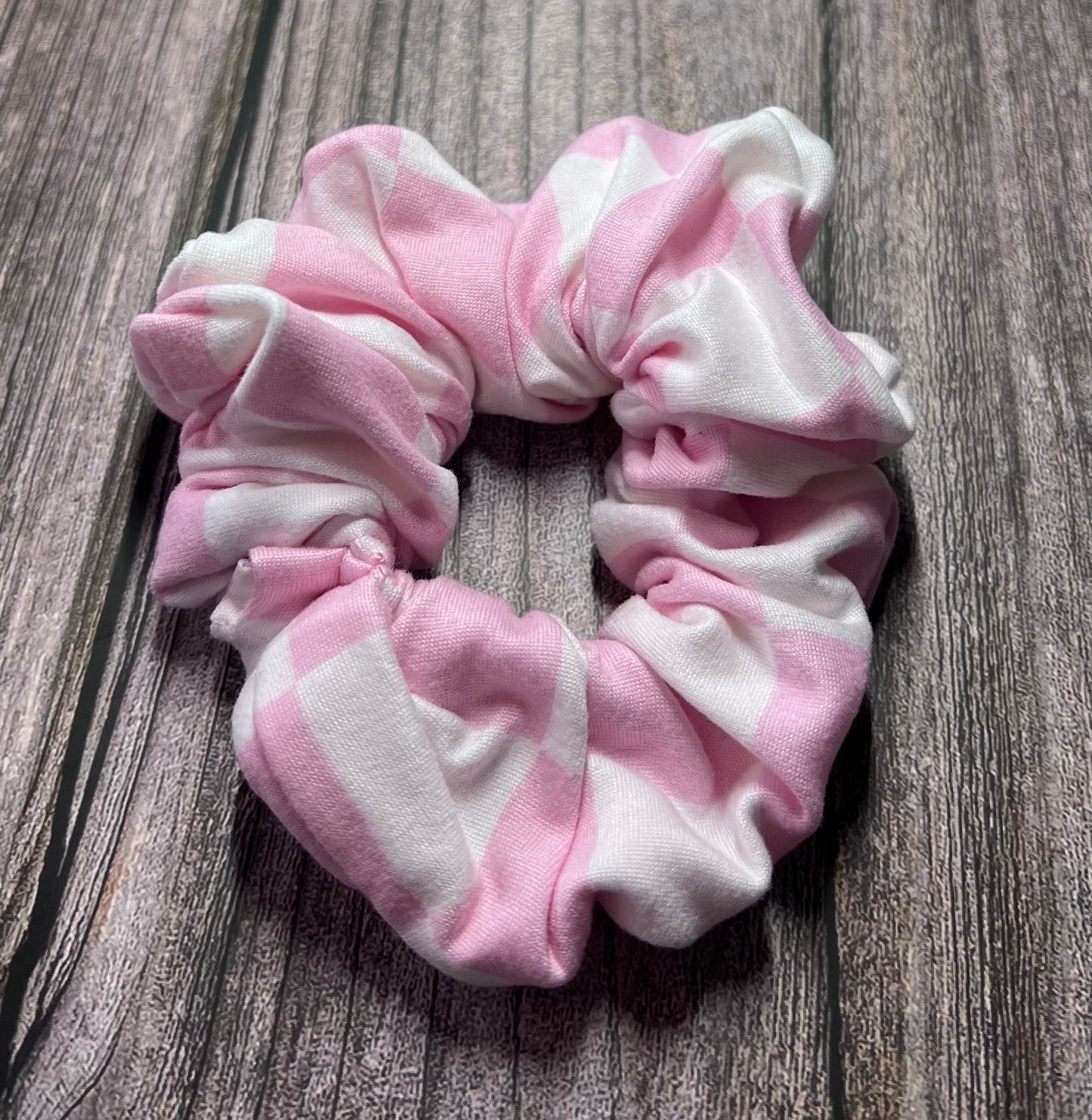 Pink Checkerboard Scrunchie