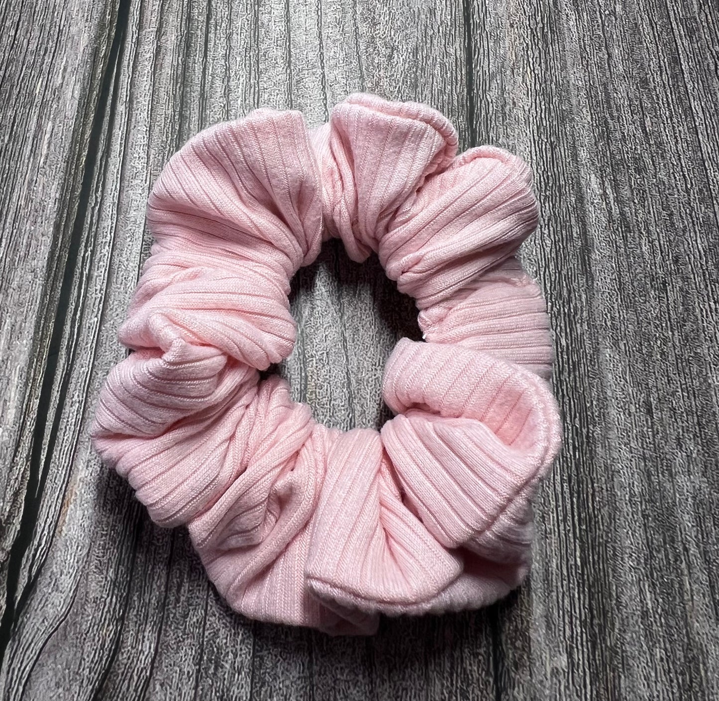 Soft Pink Ribbed Scrunchie