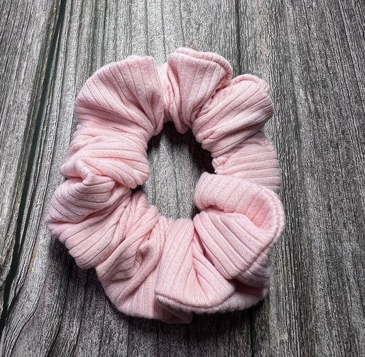 Soft Pink Ribbed Scrunchie