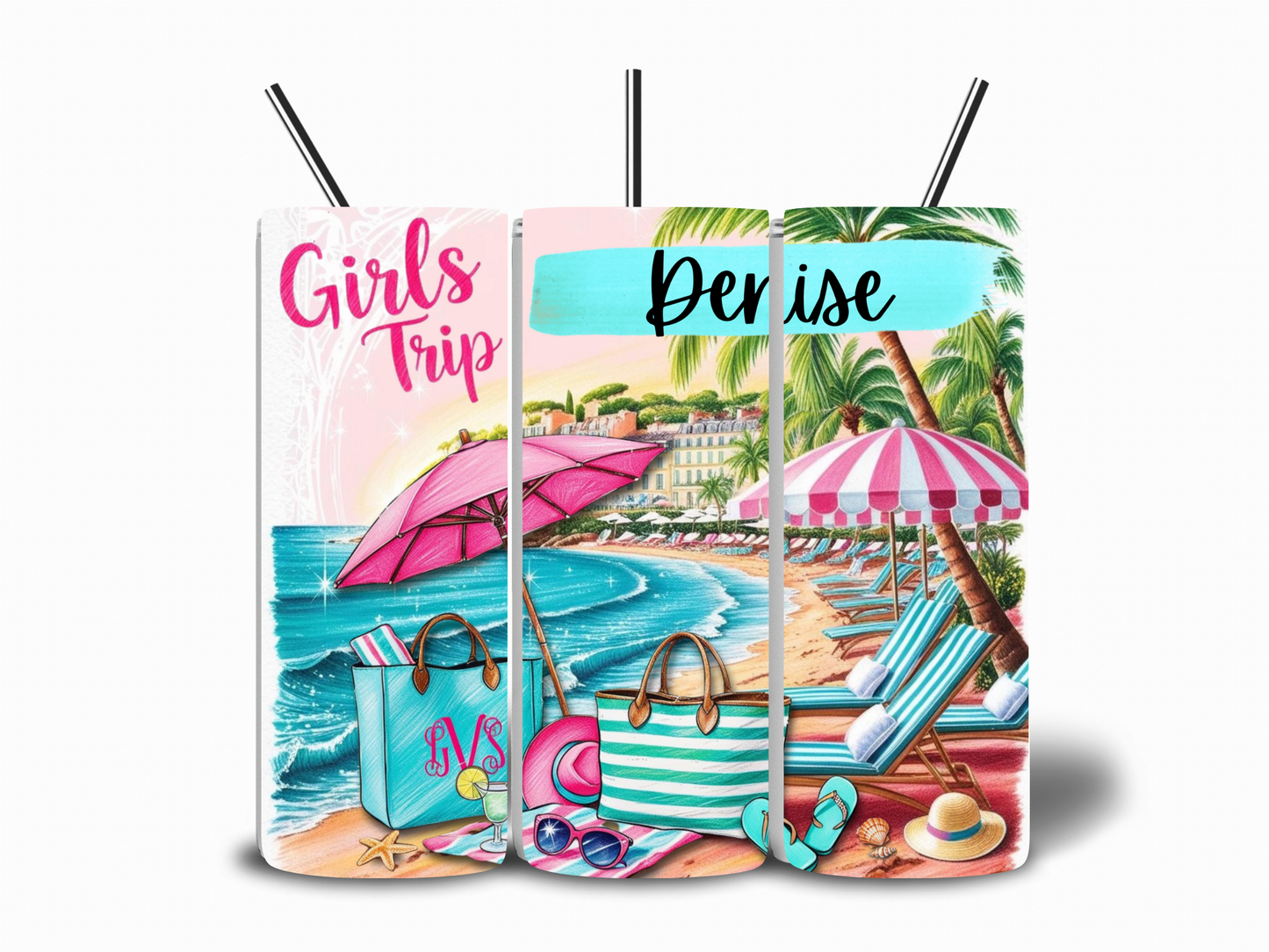 Girls Trip Beach Scene Customizable 20oz Tumbler