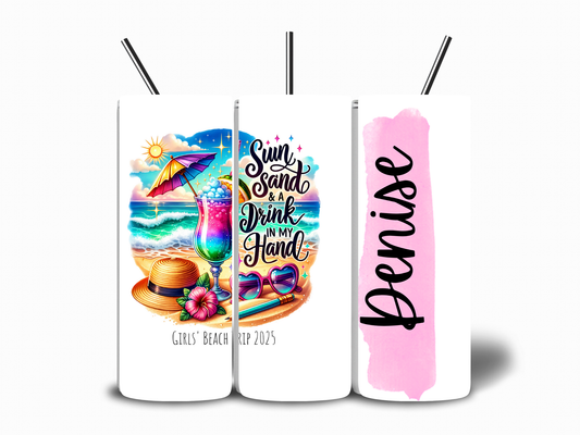 Girls Trip Drink in Hand Customizable 20oz Tumbler