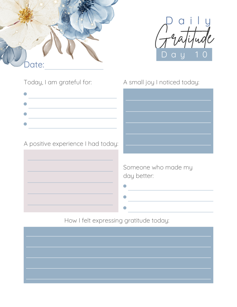 Grateful Heart-30 day-Gratitude Journal Instant Digital Download