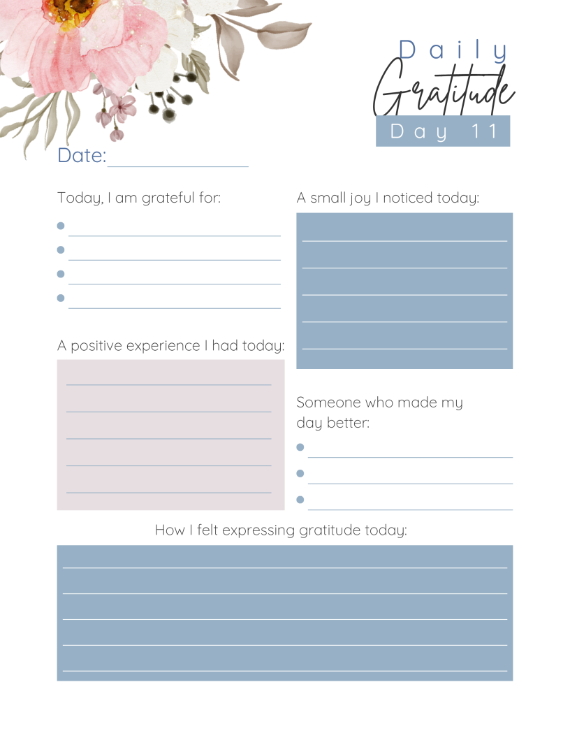 Grateful Heart-30 day-Gratitude Journal Instant Digital Download