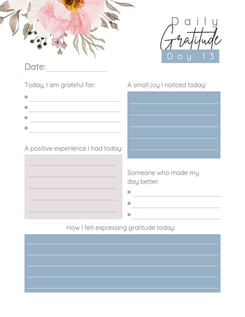 Grateful Heart-30 day-Gratitude Journal Instant Digital Download