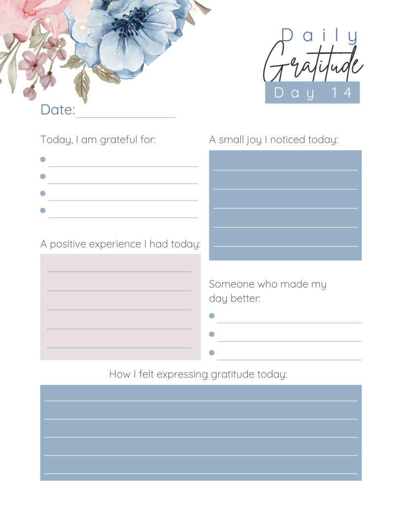 Grateful Heart-30 day-Gratitude Journal Instant Digital Download