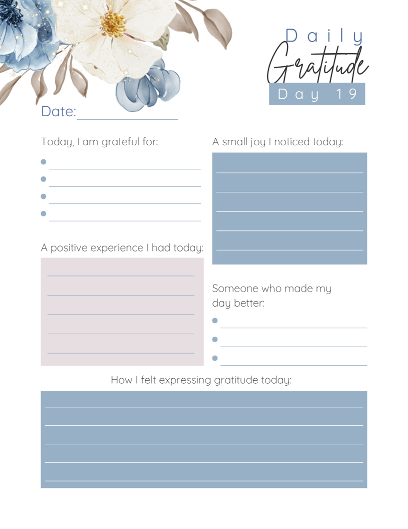 Grateful Heart-30 day-Gratitude Journal Instant Digital Download