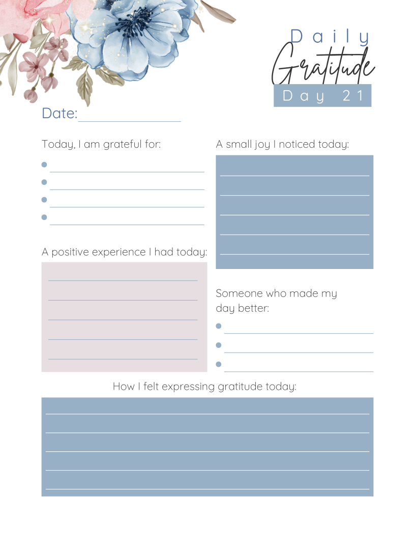 Grateful Heart-30 day-Gratitude Journal Instant Digital Download