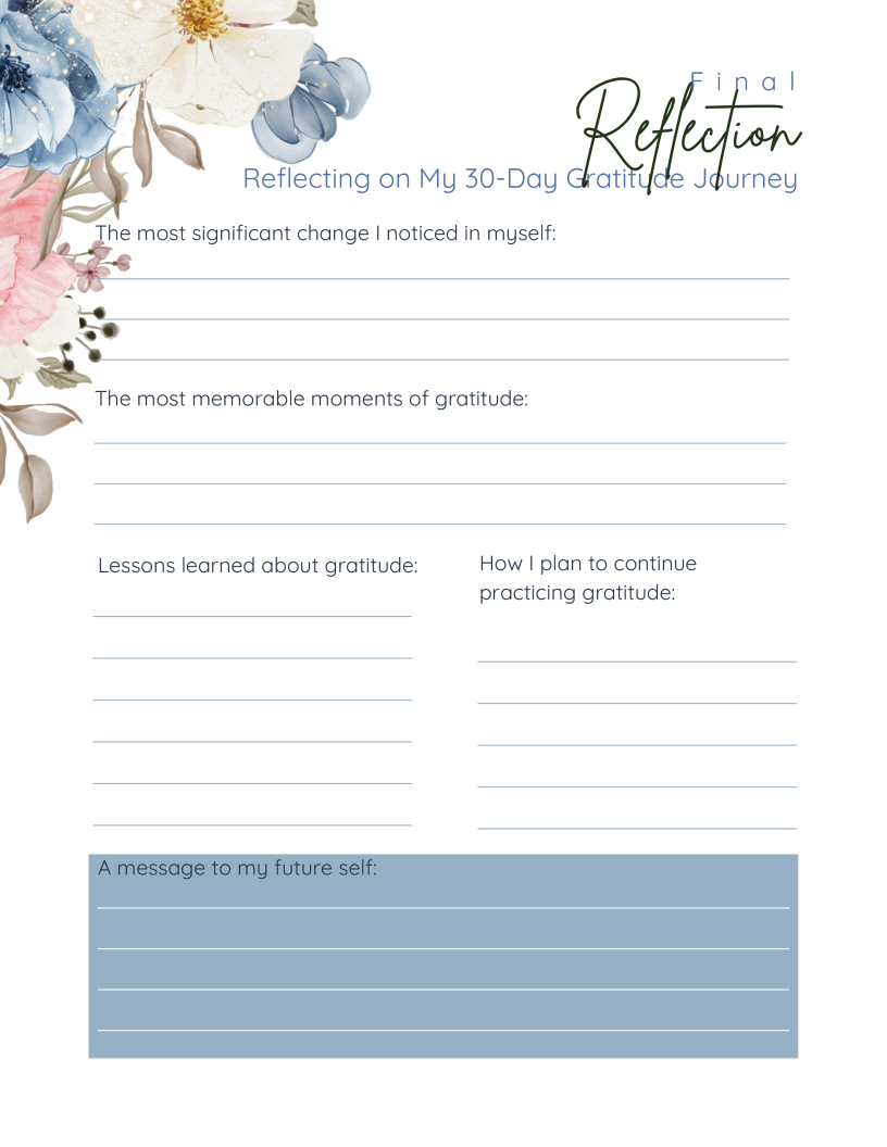 Grateful Heart-30 day-Gratitude Journal Instant Digital Download