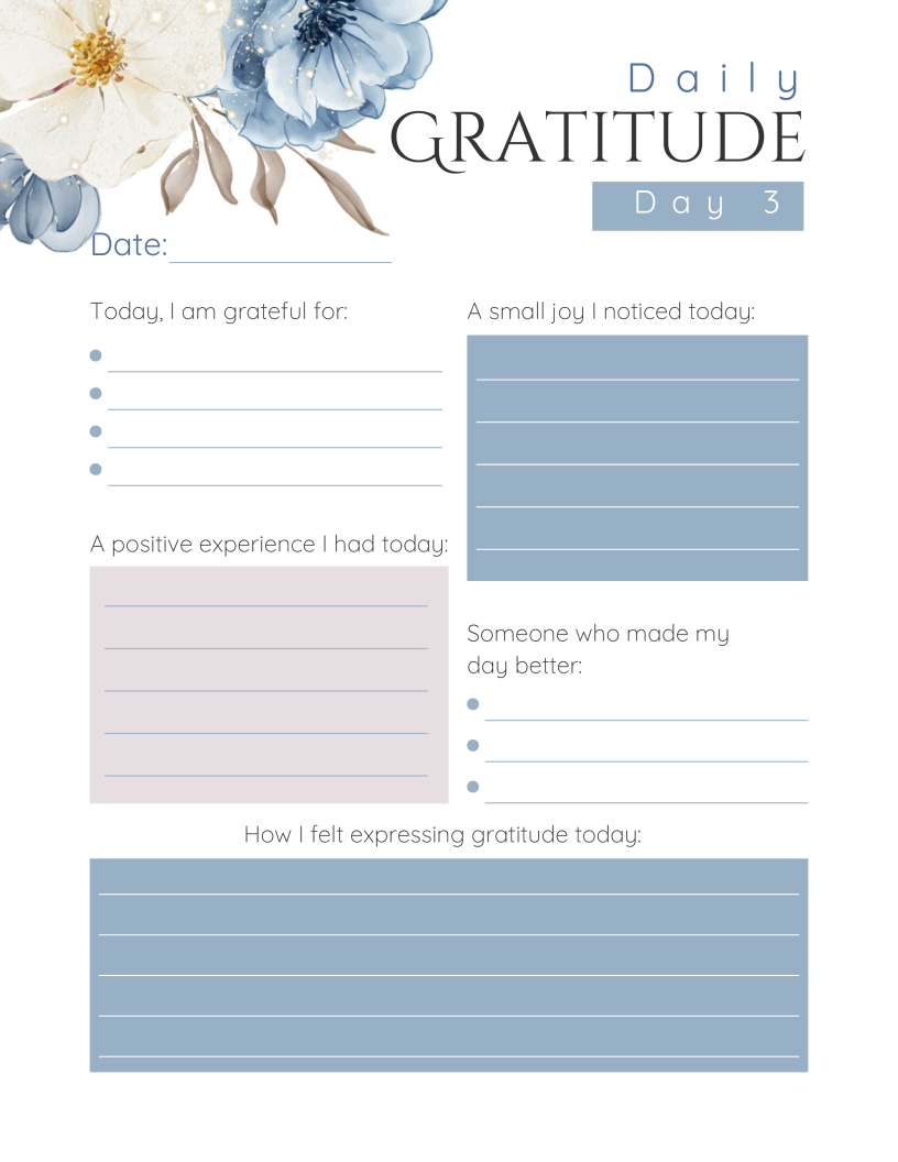 Grateful Heart-30 day-Gratitude Journal Instant Digital Download