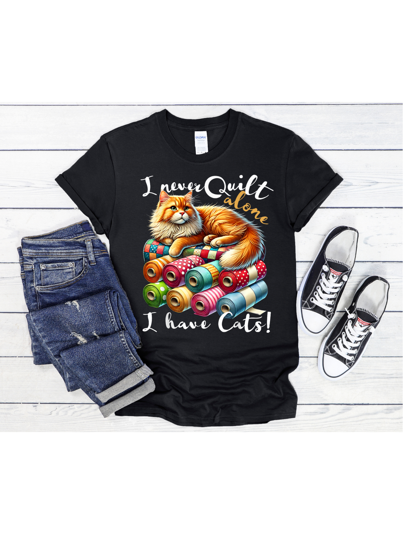 I Never Quilt Alone I Have Cats Graphic T