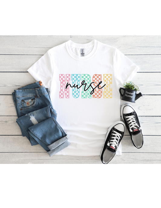 Nurse Checker Black Font Graphic T