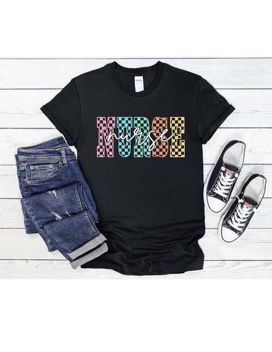 Nurse Checker White Font Graphic T