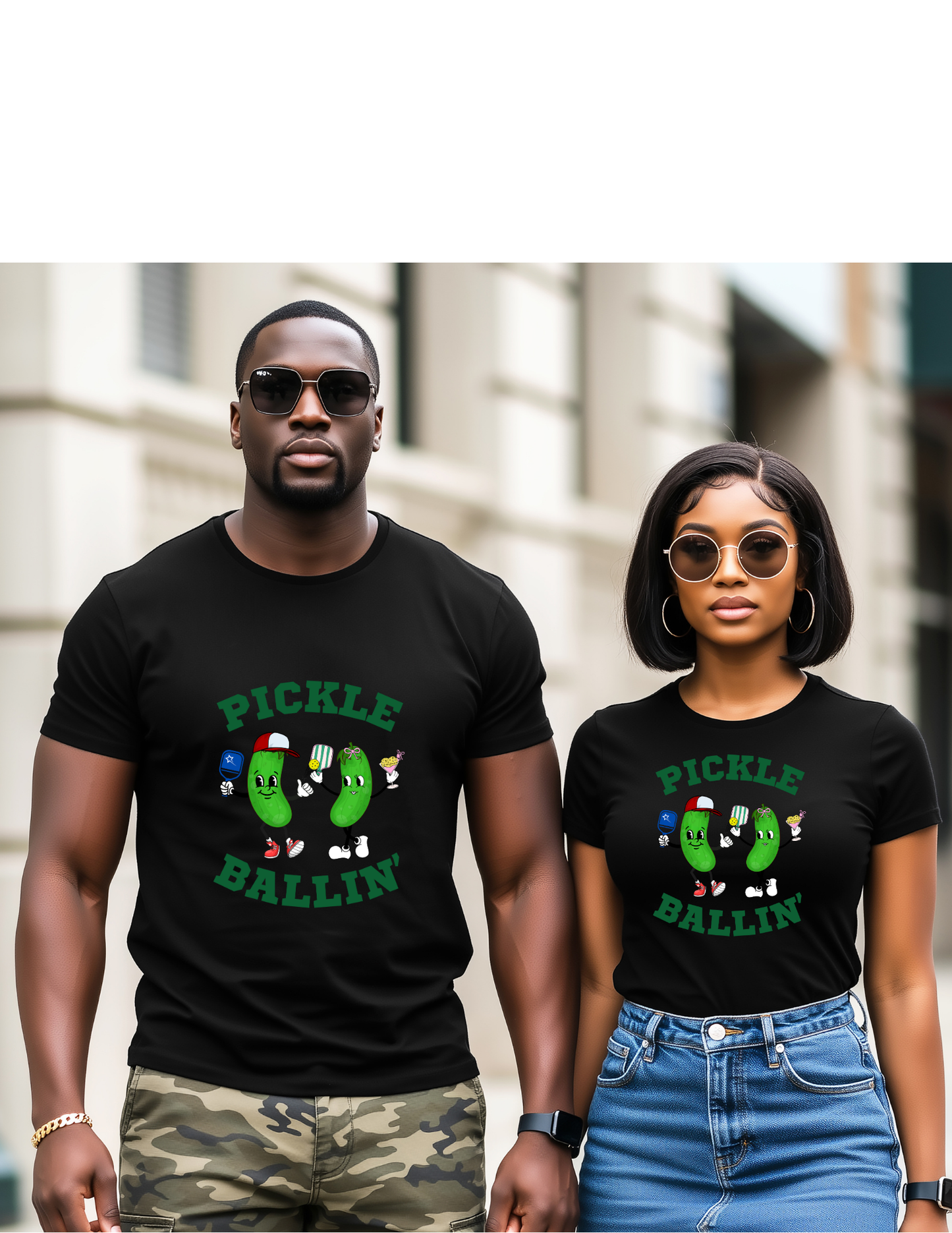 Pickle Ballin' Couple Graphic T-Shirt