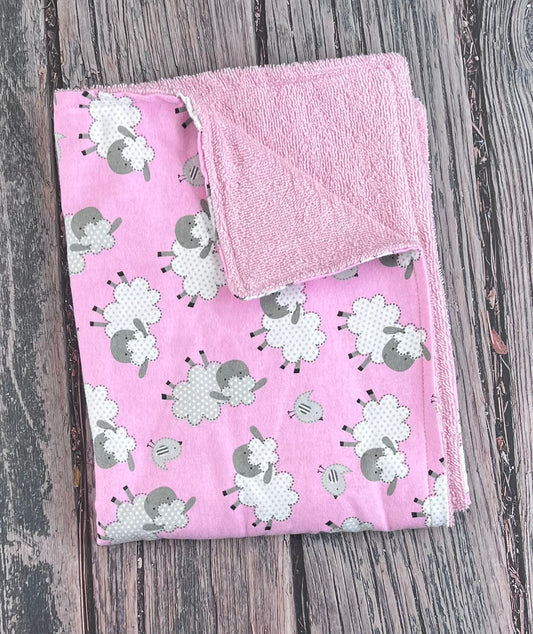 Pink & Sheep Burping Cloth