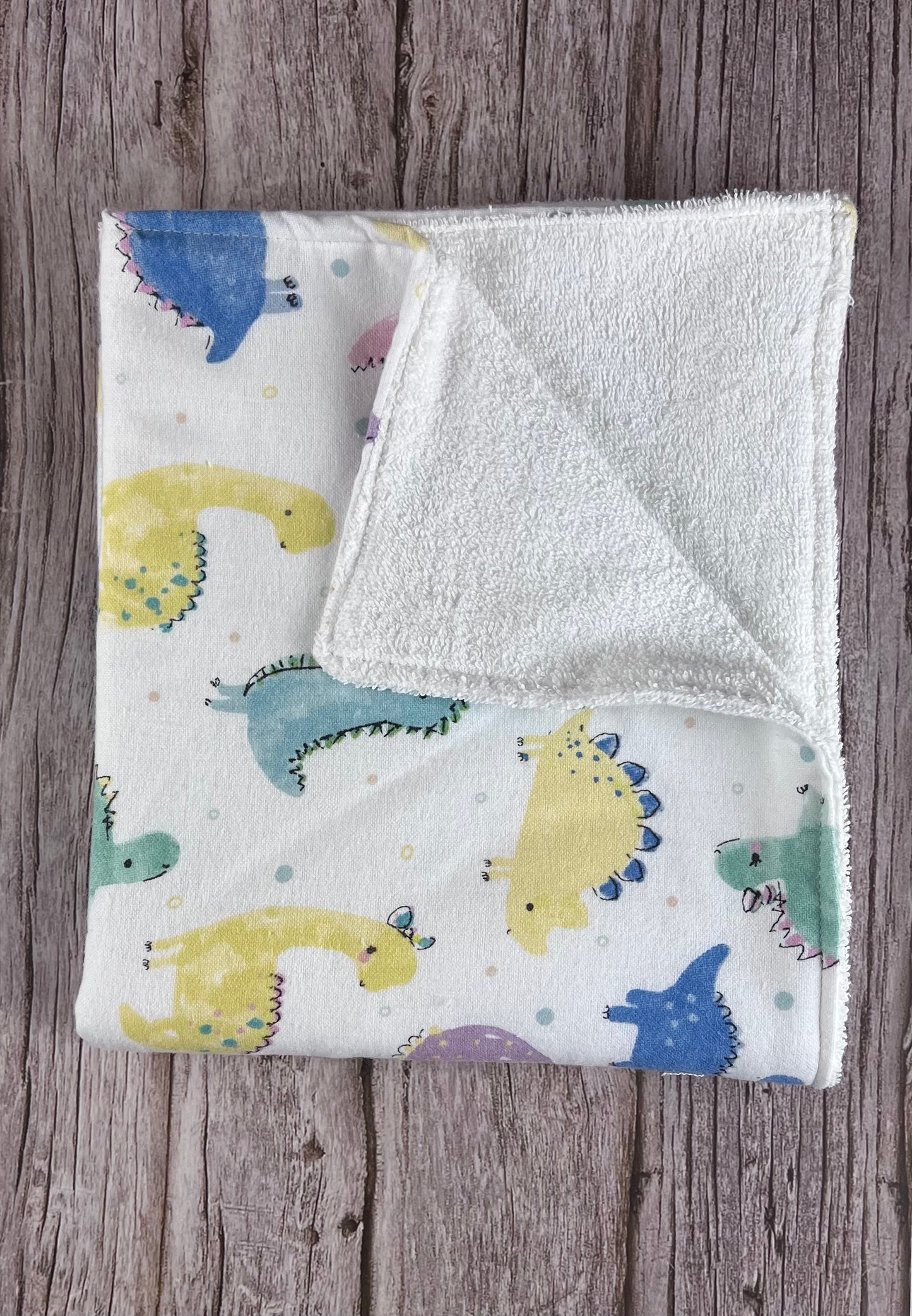 Water Color Dino w/ White Terrycloth Burping Cloth