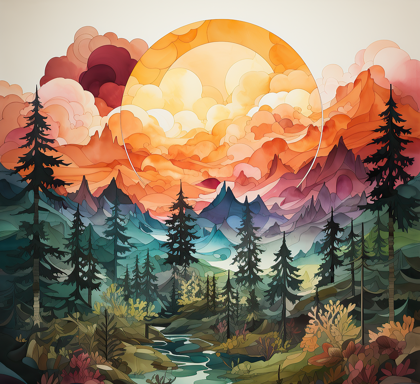 Watercolor Mountains 20oz Tumbler